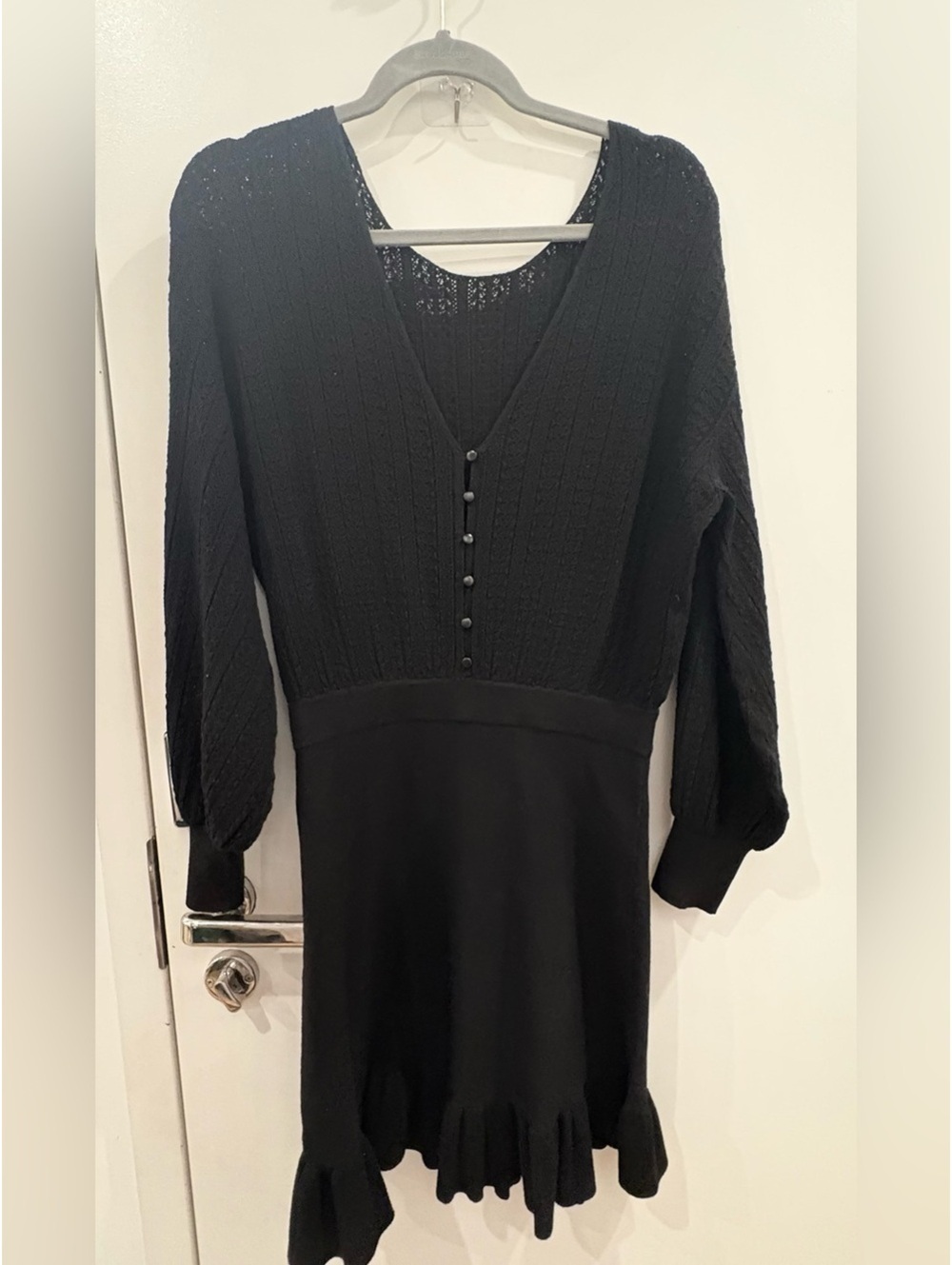 Sézane Thaile Classy Black Knit Button-Back Sweater Dress - Picture 2 of 10